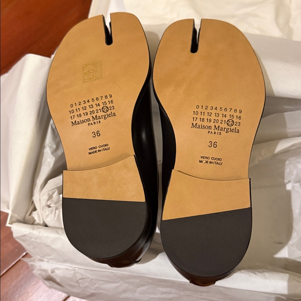 NEW Maison Margiela Mary Jane Tabi Leather Flats Silver Black Size 36 NIB - Picture 14 of 16